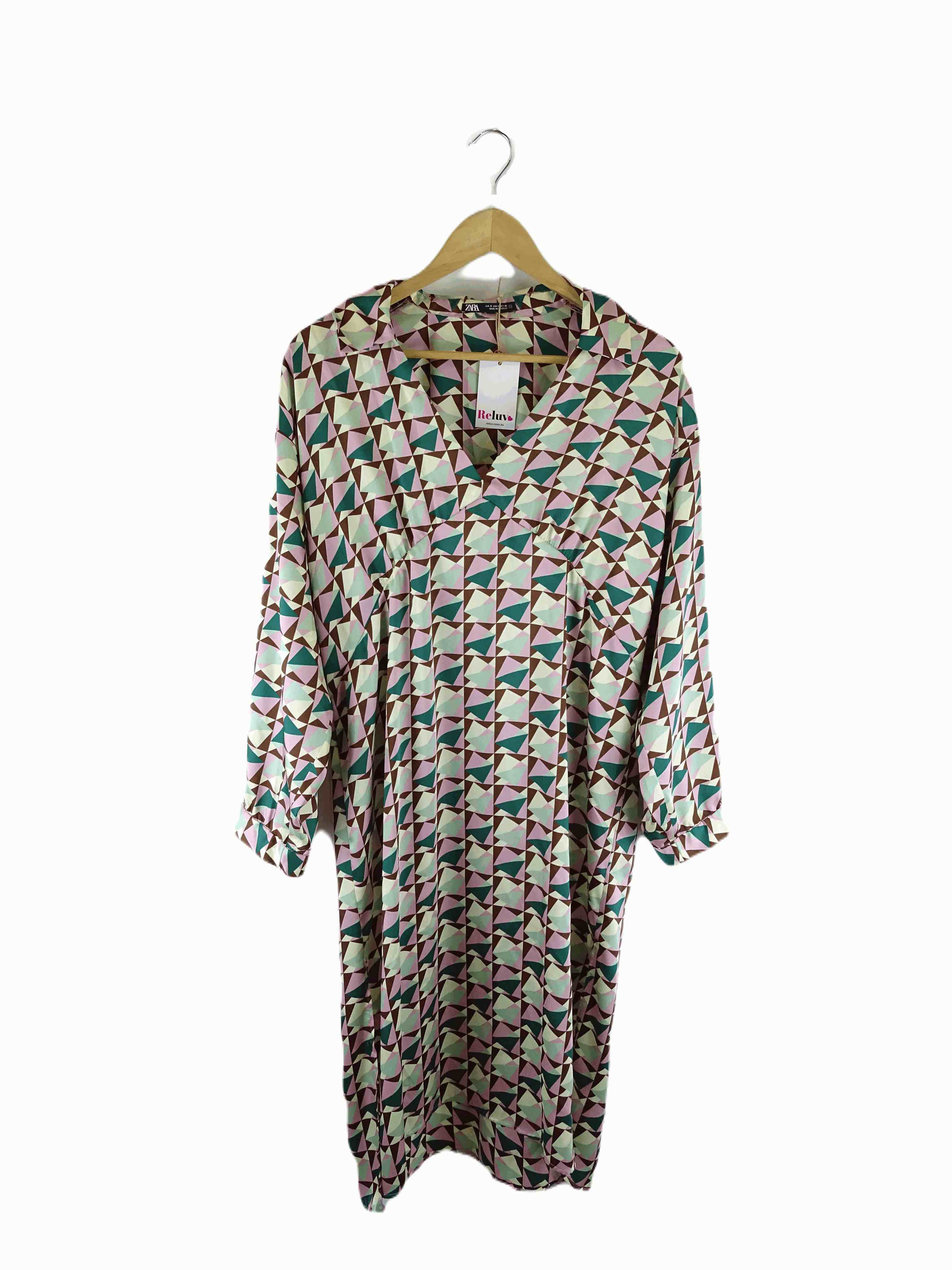 warehouse green wrap dress Zara Patterned Pink Dress S