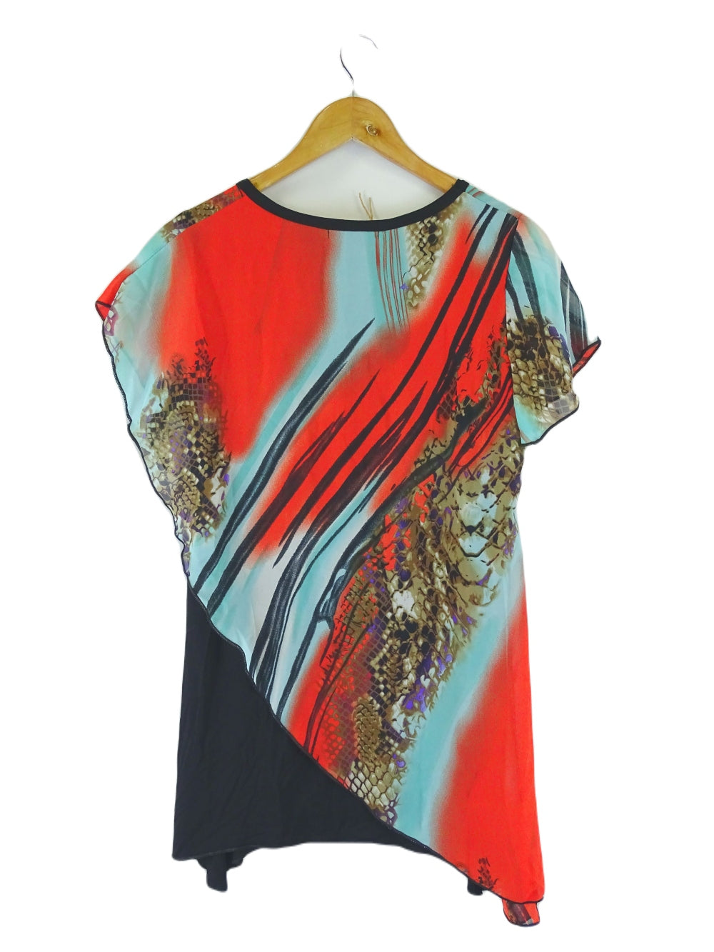 Whispers Red And Blue Patterned Top S