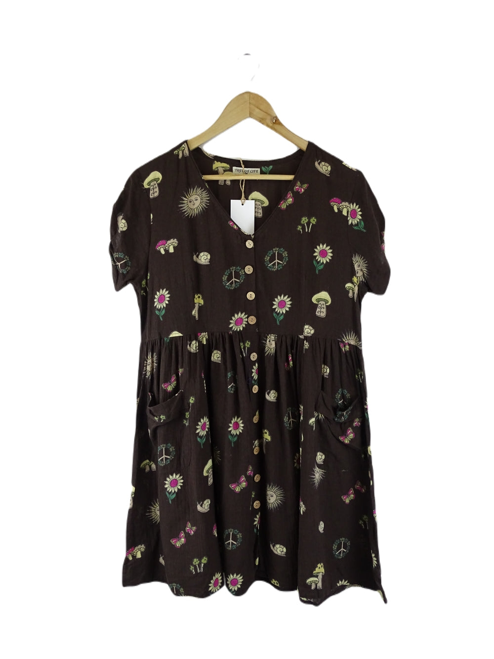 Tree Of Life Brown Printed Mini Dress M