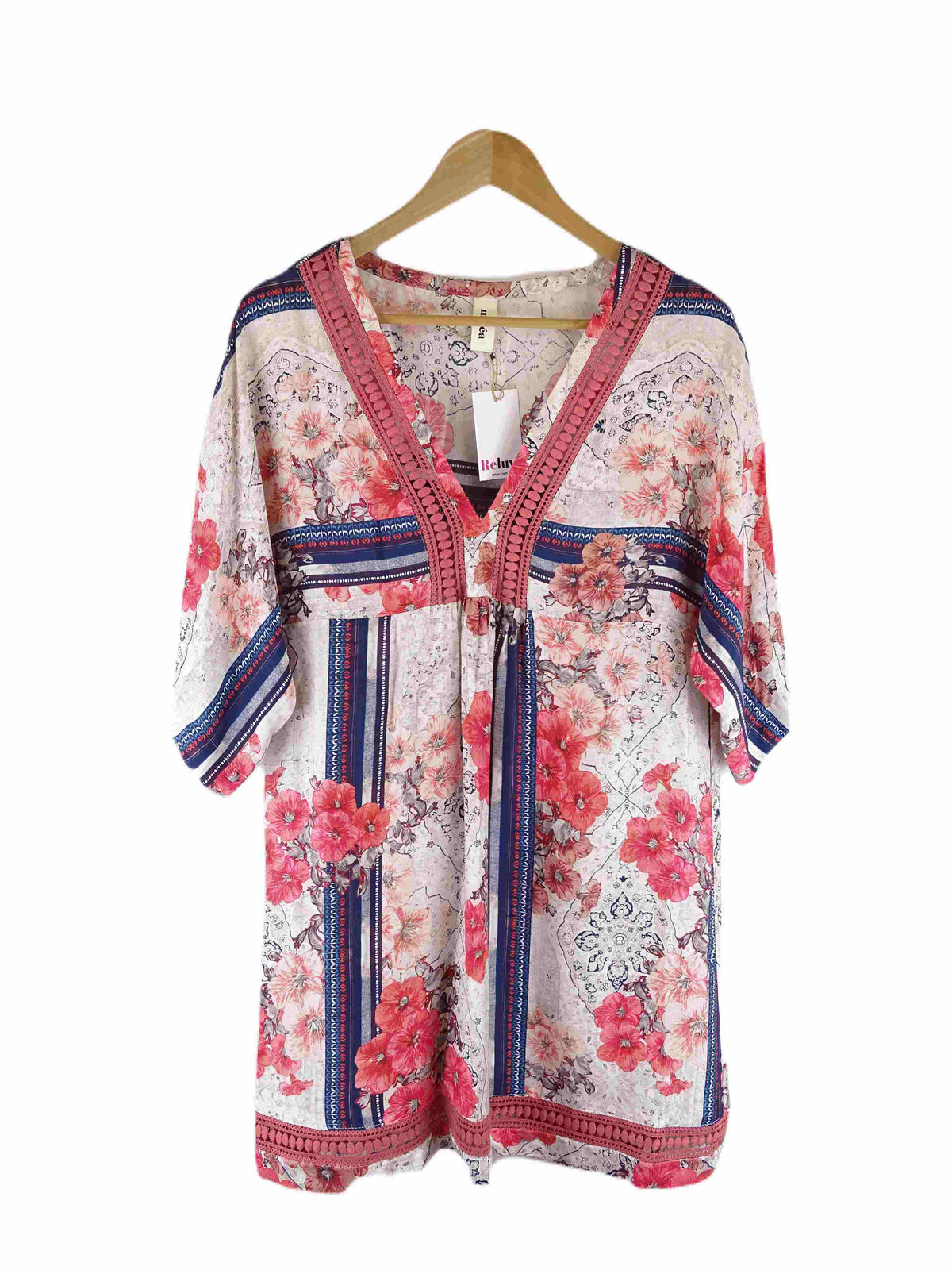 Milea Multi Silk Kaftan Dress M