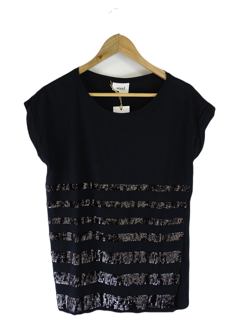 Seed Heritage Black Sequin T-shirt S