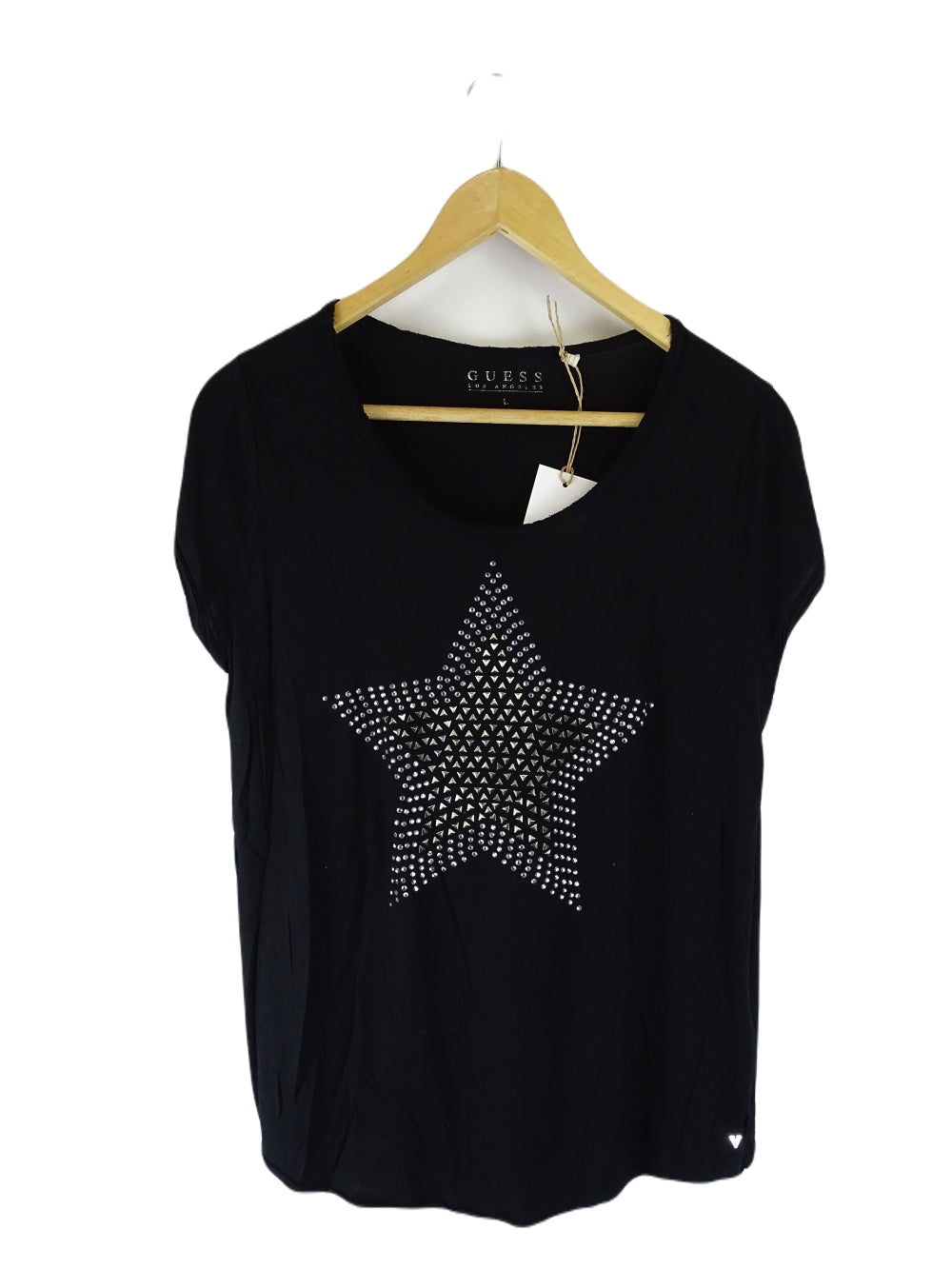 Guess Black And Silver Star T-shirt L