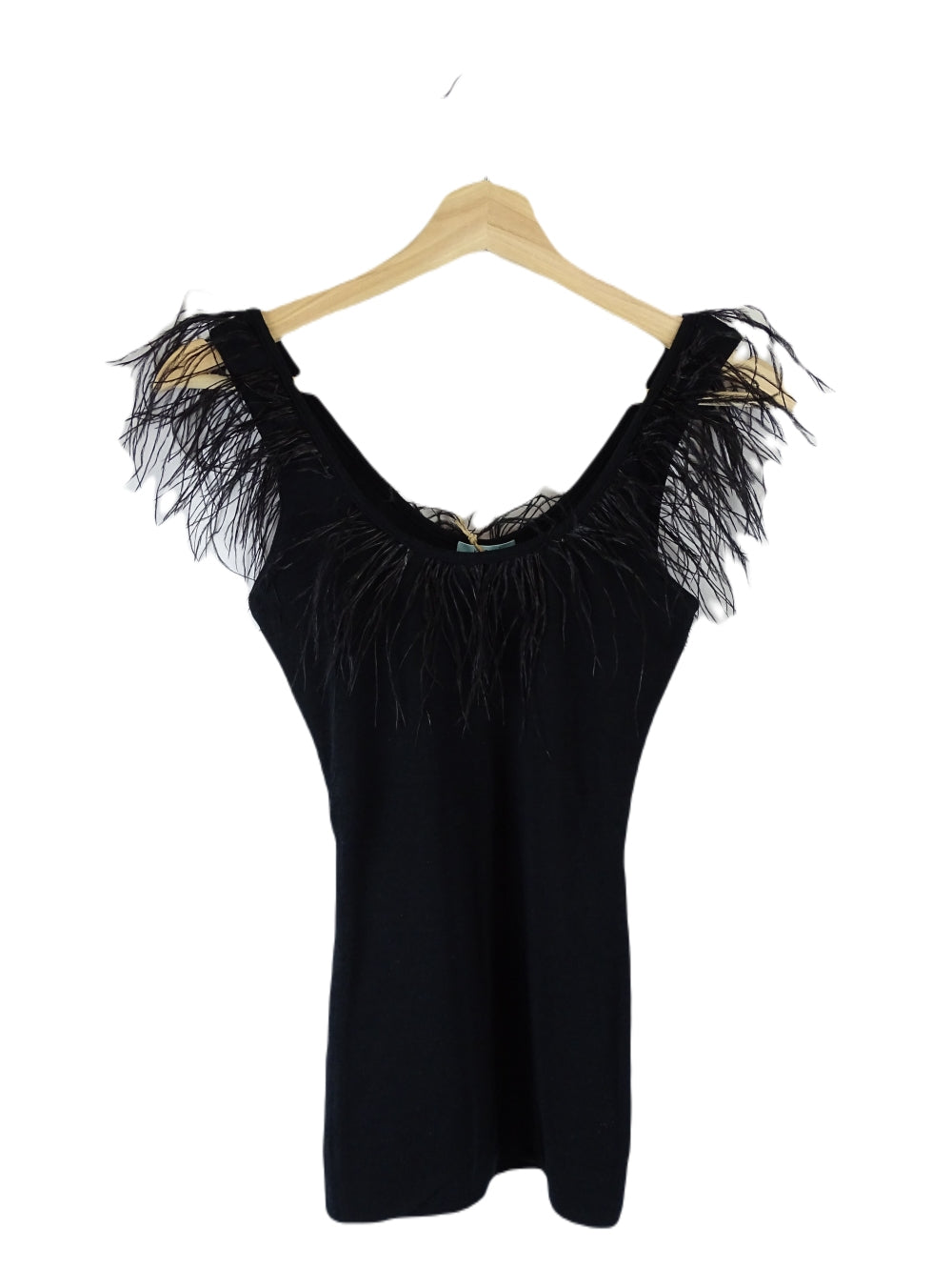 Kookai Black Sleeveless Top with Feathers 10