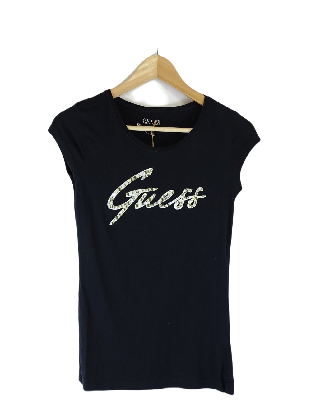 Guess Black T-shirt With Gold Gems S