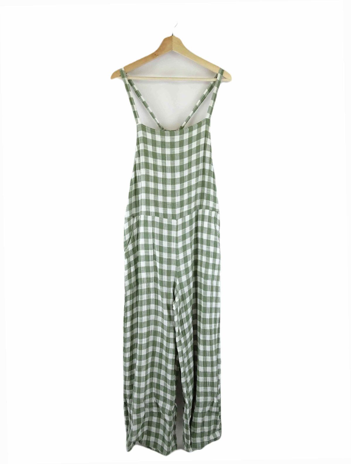 Ghanda Green and White Gingham Overalls M