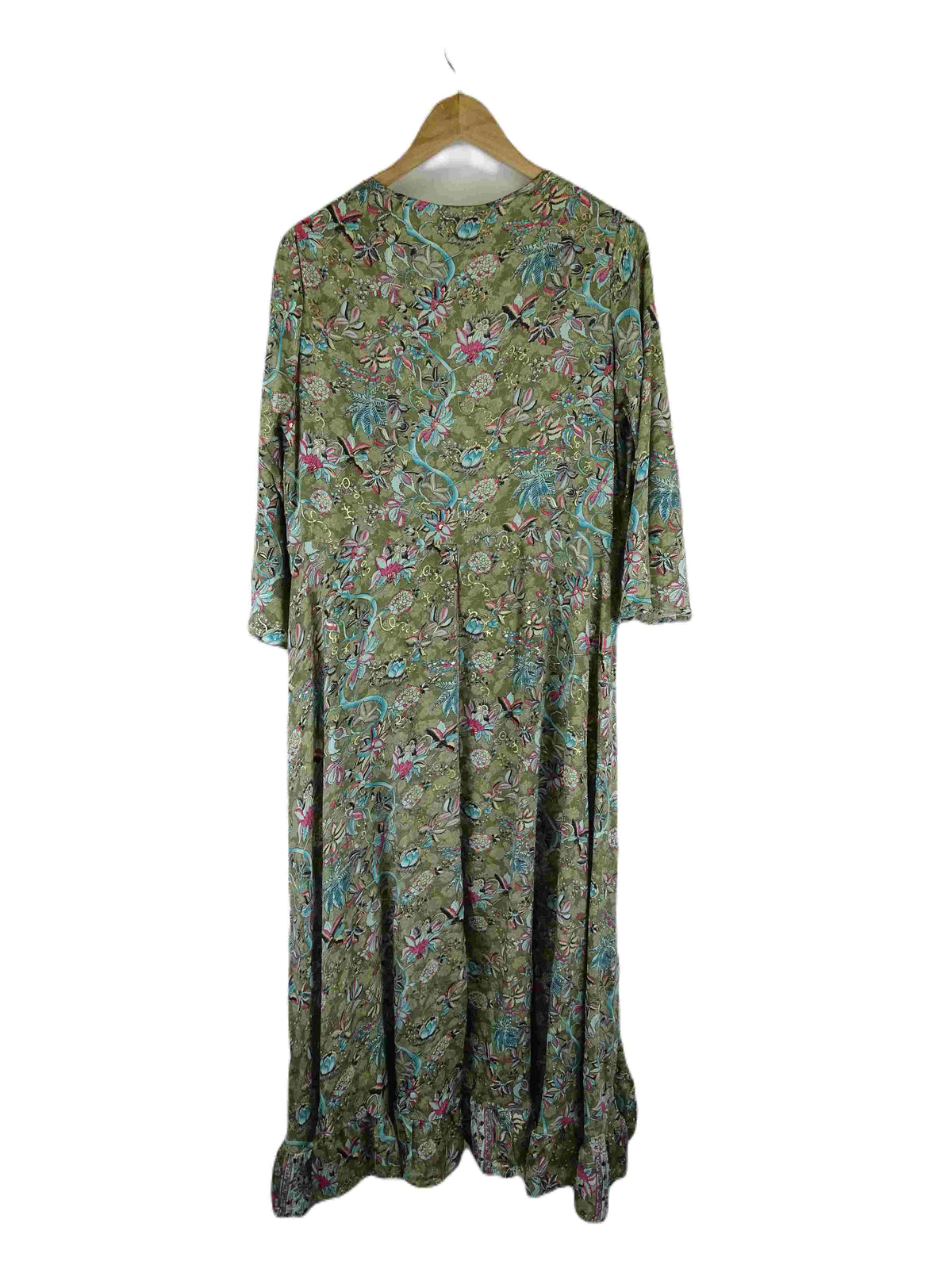 Cienna Designs Green and Multi Print Maxi Wrap Dress M