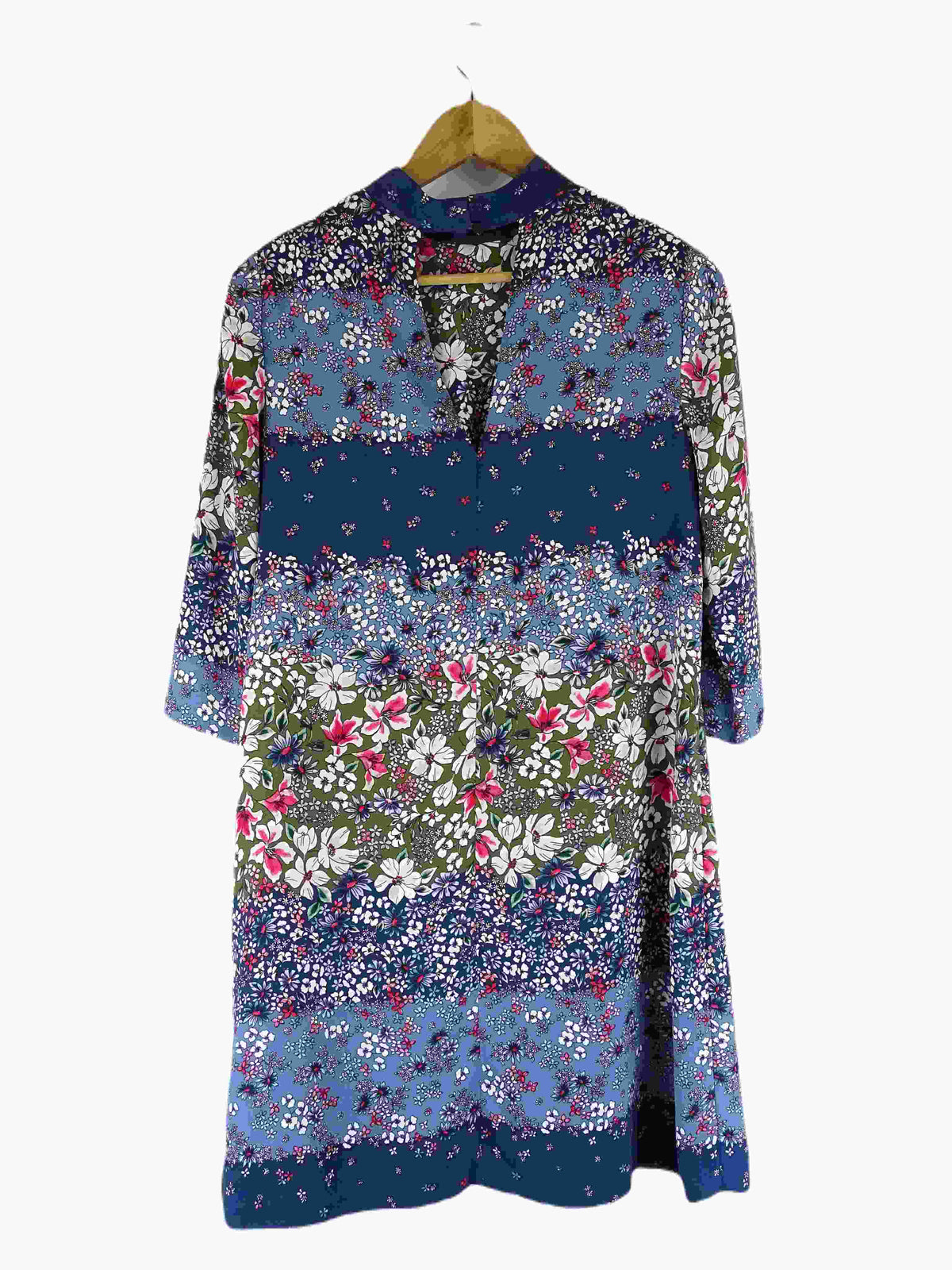 M&amp;S Blue Floral Print Mini Dress 10