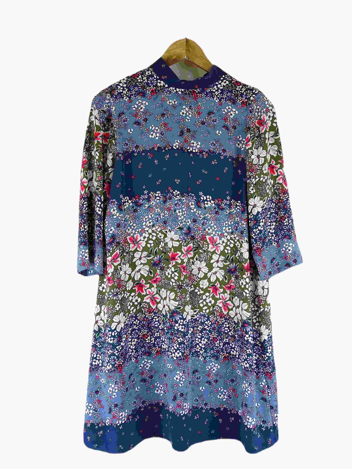 M&amp;S Blue Floral Print Mini Dress 10