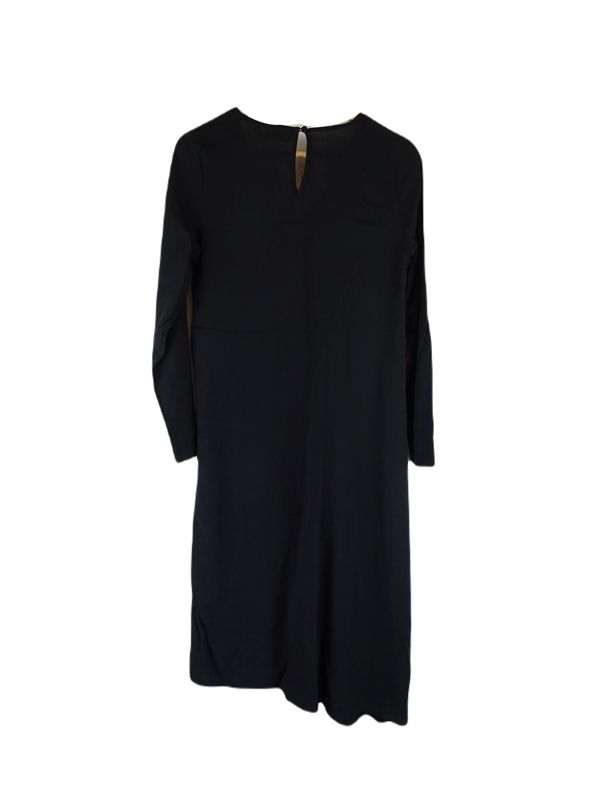 black blue illusion dress Blue Illusion Black Long Sleeve Midi Dress S