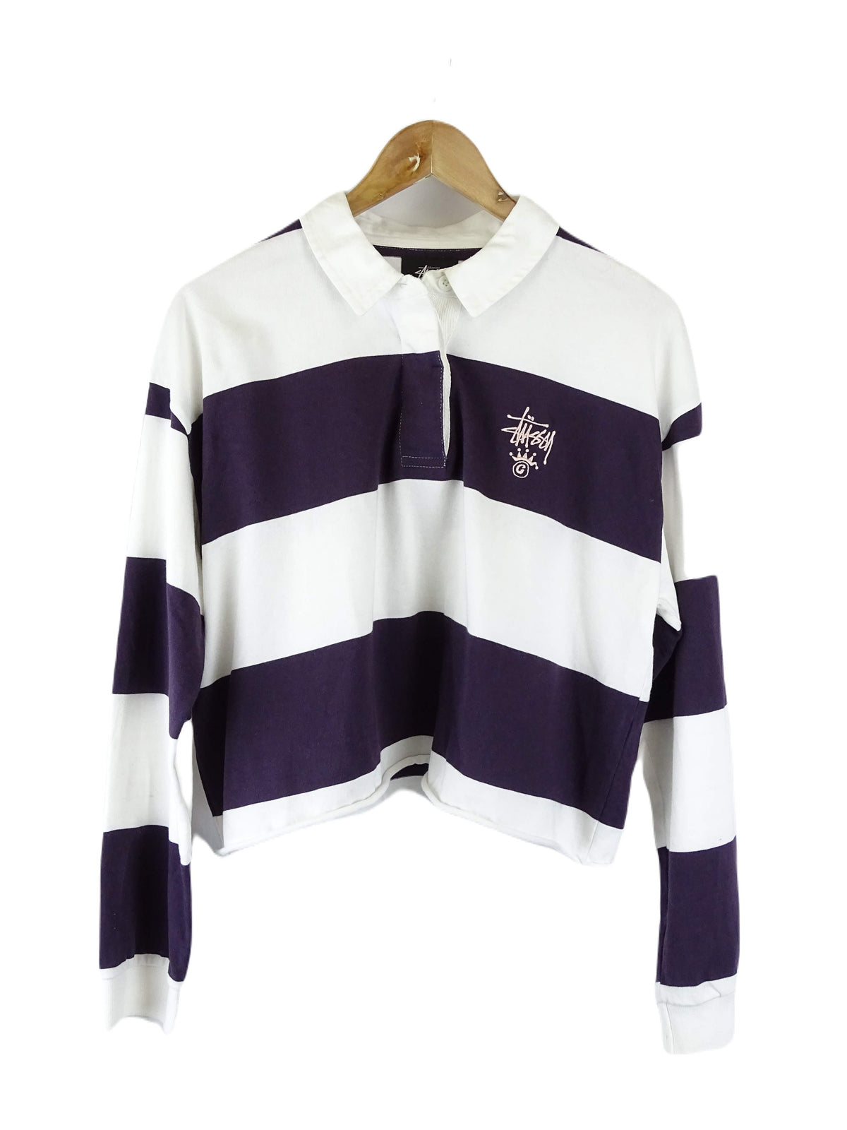 Stussy White And Purple Cropped Jumper 12