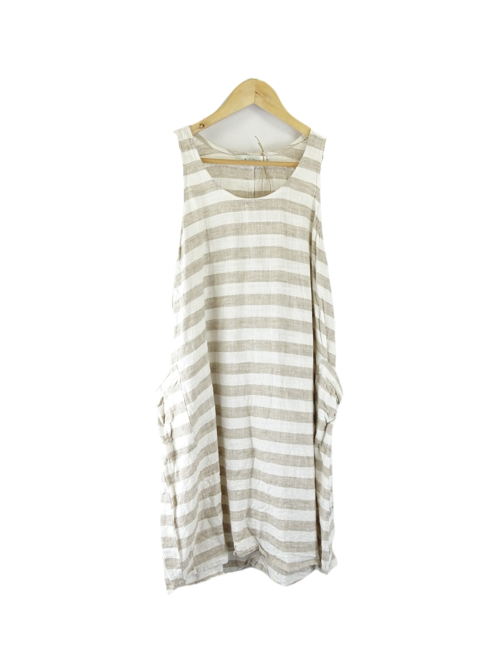 Eb &amp; Ive Beige striped Dress S/M