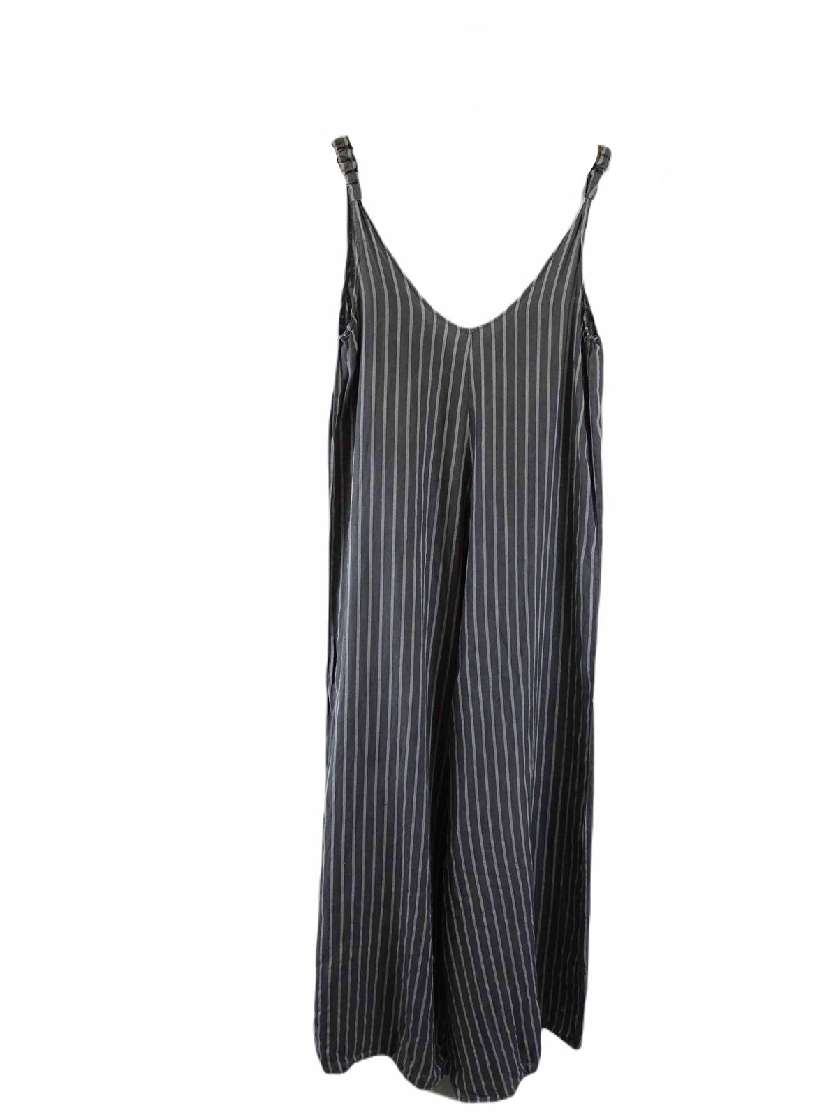 Puro Lino Grey Striped Jumpsuit