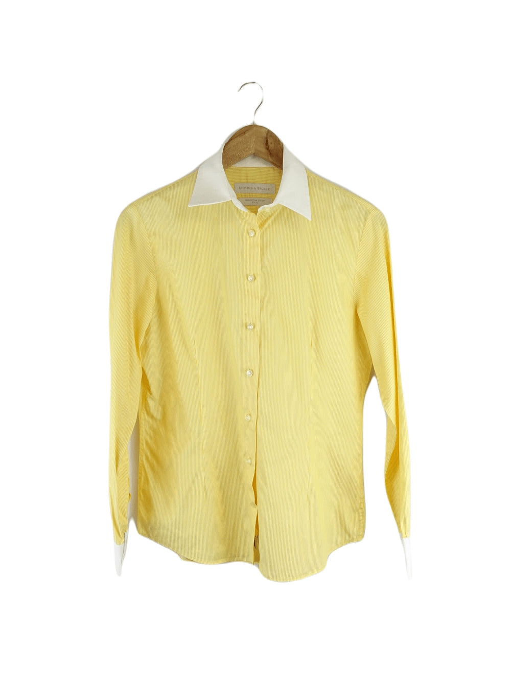 Rhodes &amp; Beckett Yellow Stripe Button Down Shirt 10