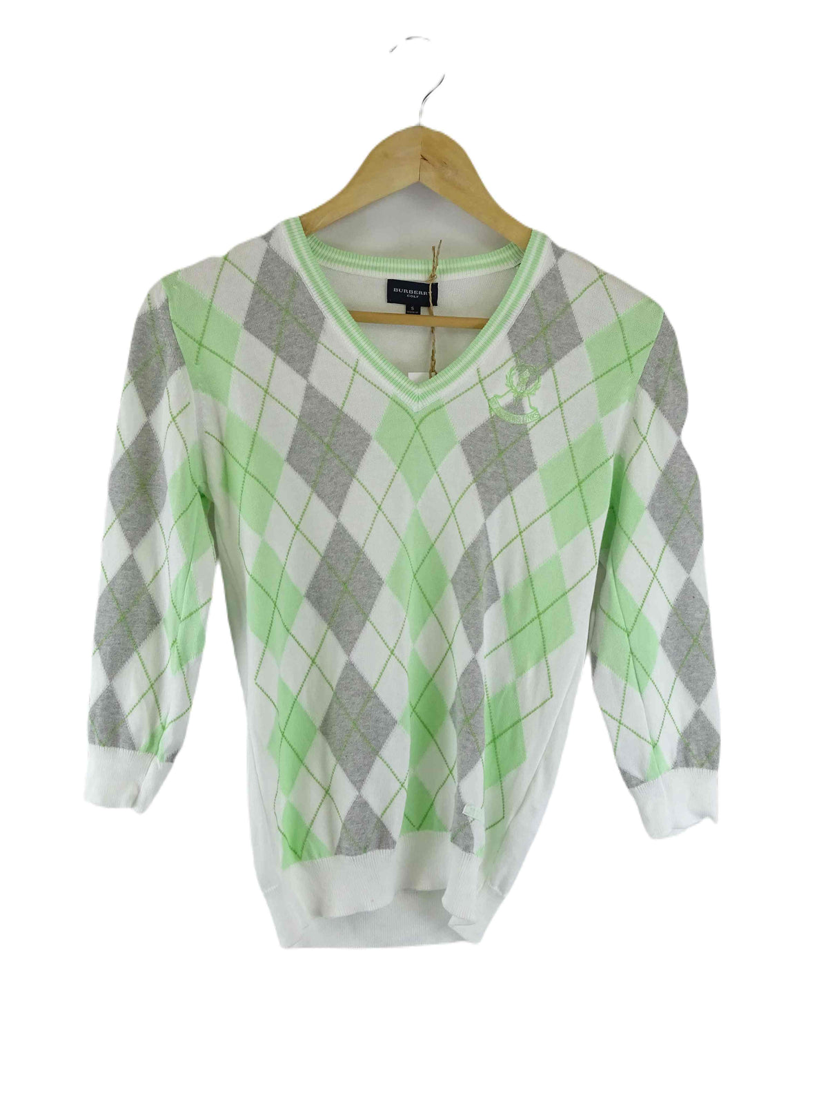 Burberry Golf Green And Grey Jumper S