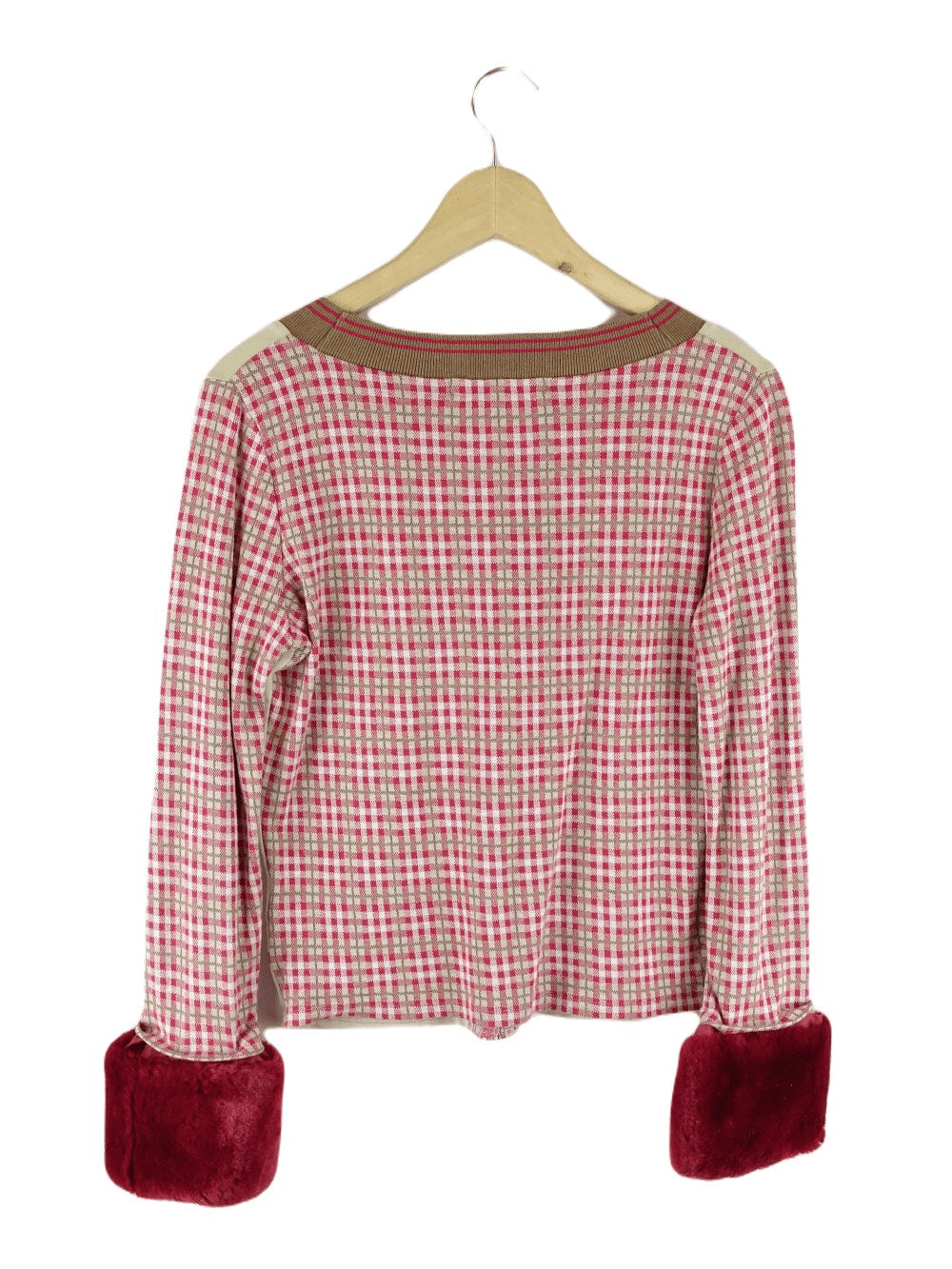 Jessica Red and Brown Long Sleeve Top M