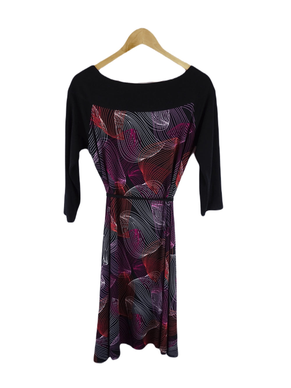 Sacha Drake Black and Purple Patterned Dress 16