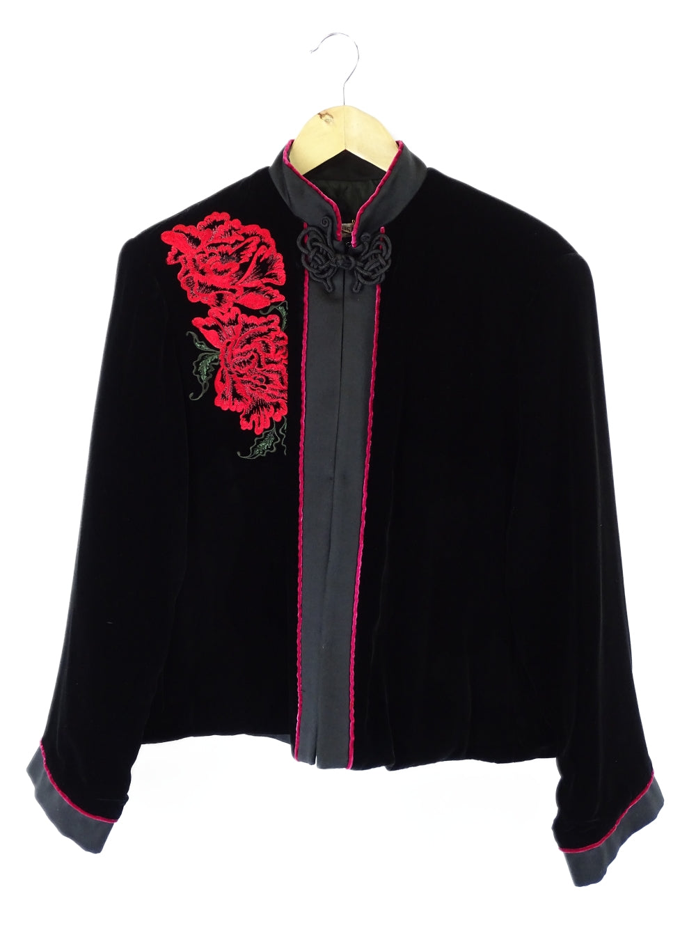 Lisa Ho Black Vintage Oriental Velvet Jacket 12