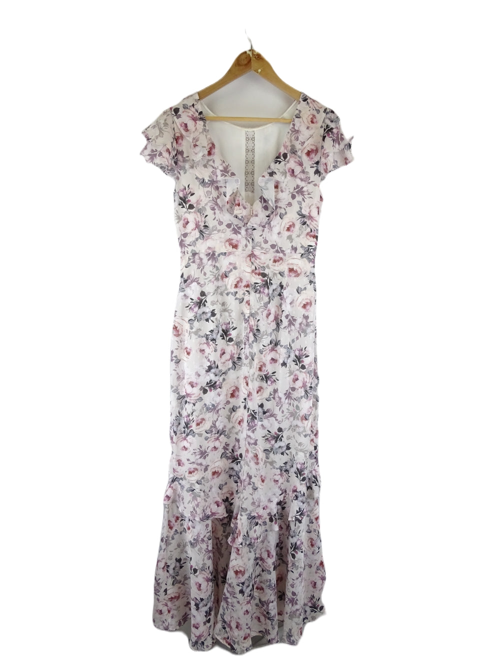 Forever New Pink Floral Maxi Dress with Lace Detailing 10