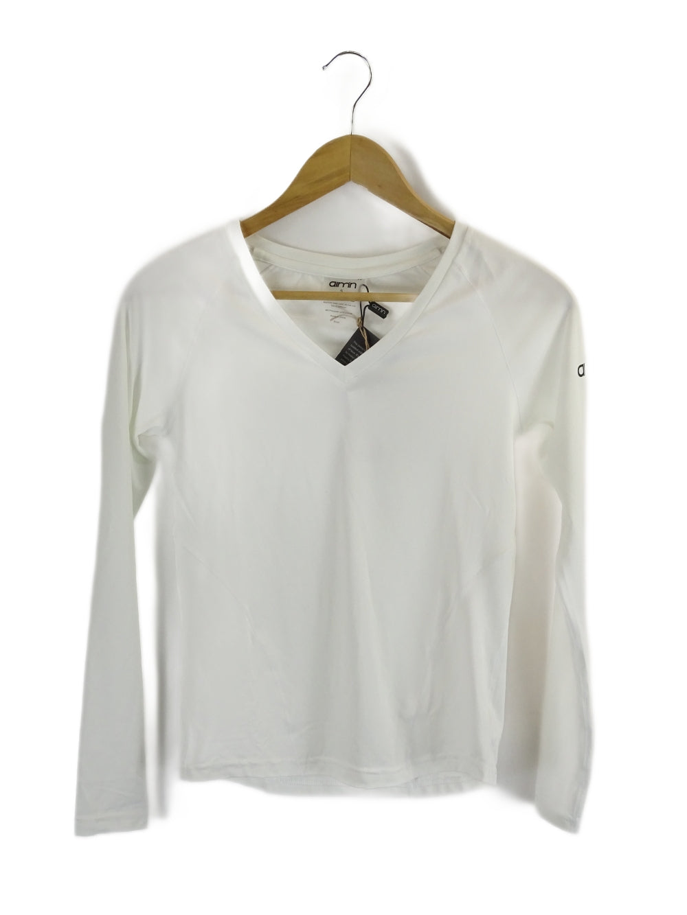 Aim&#39;n White V Neck Long Sleeve Top S