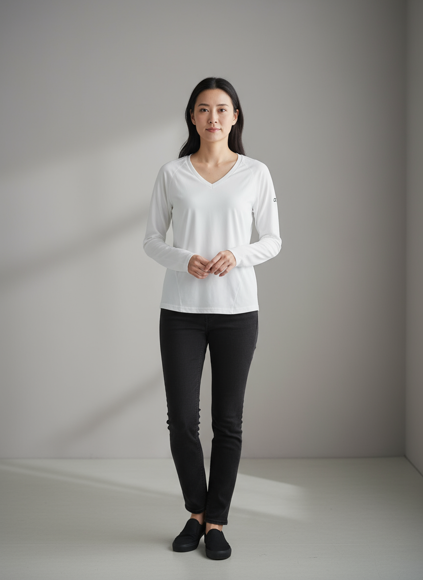 Aim'n White V Neck Long Sleeve Top S BNWT