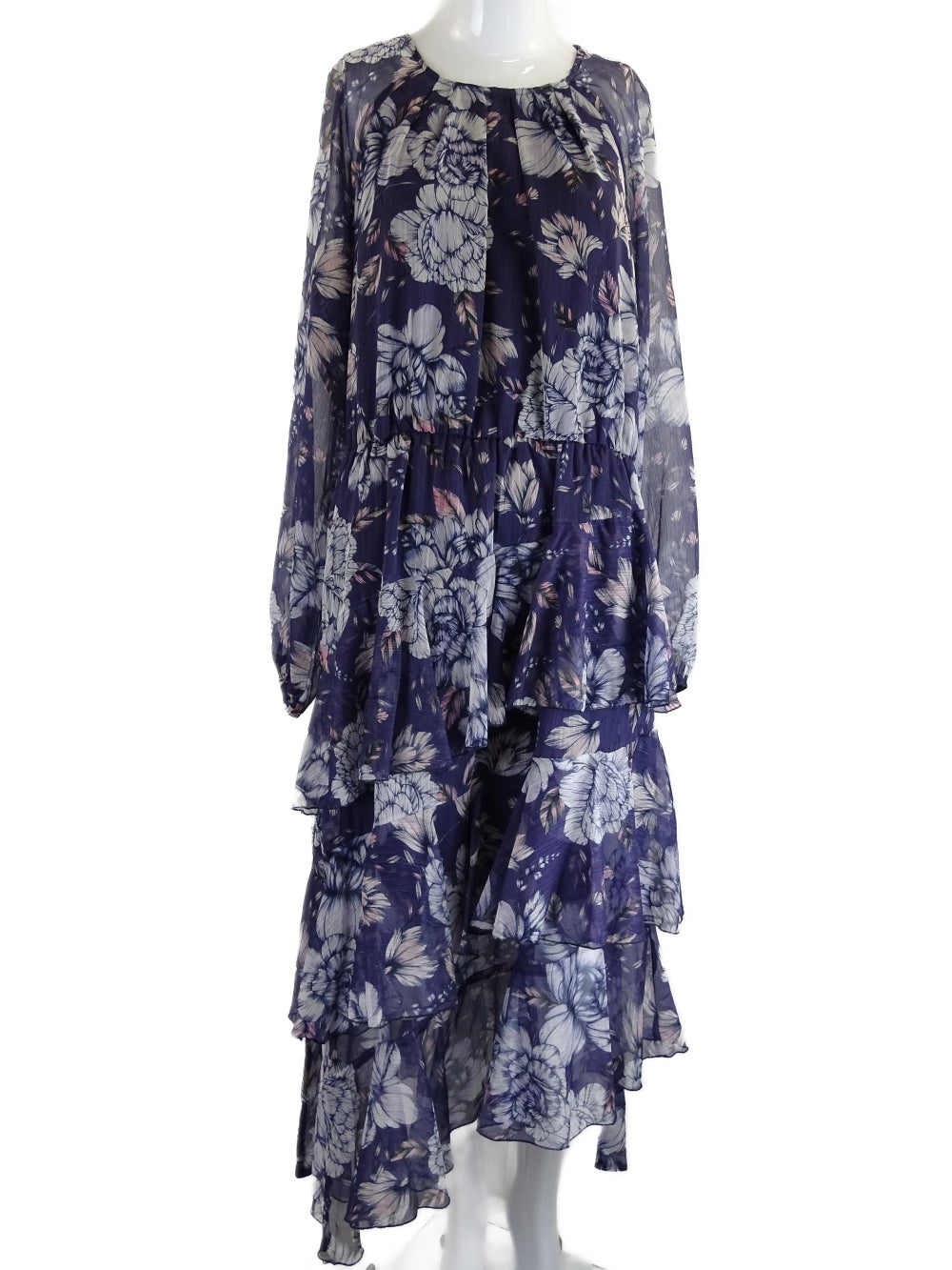 Atmos &amp; Here Blue Floral Chiffon Maxi Dress 14