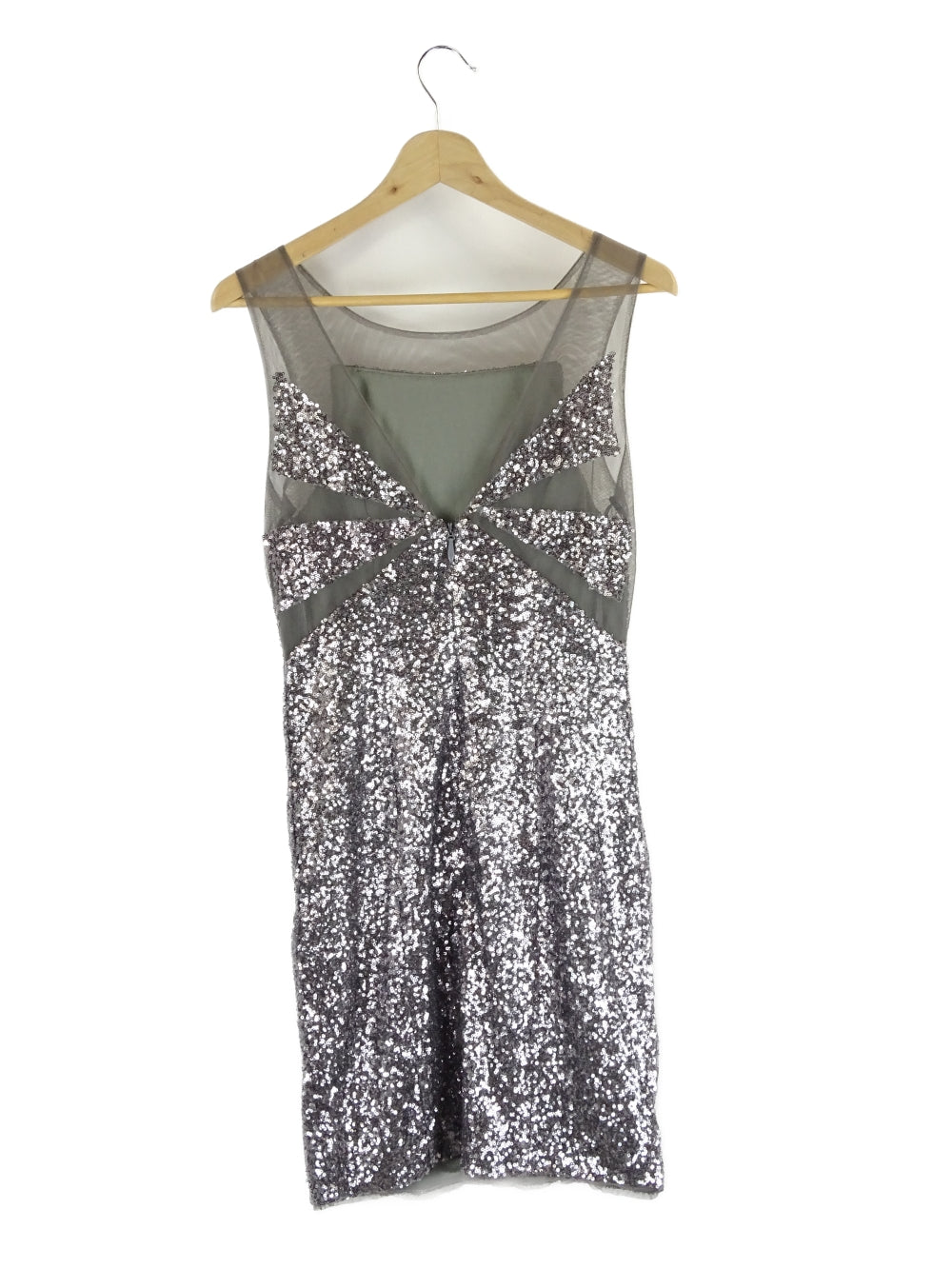 Bariano Silver Sequin Dress 12