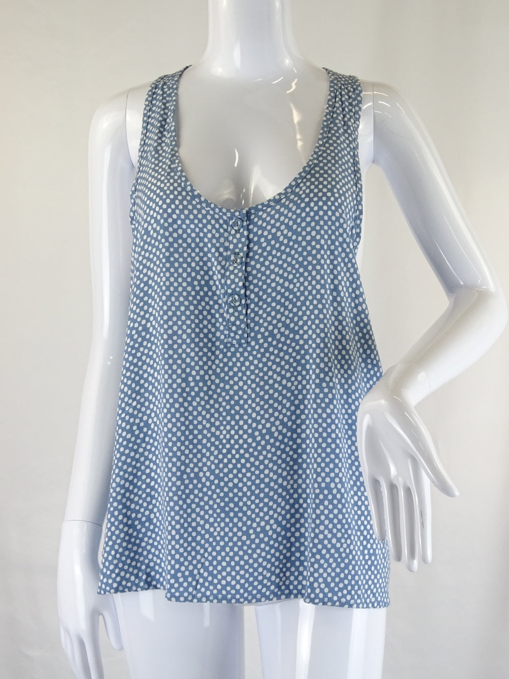 Maisie Blue And White Polka Dot Top L