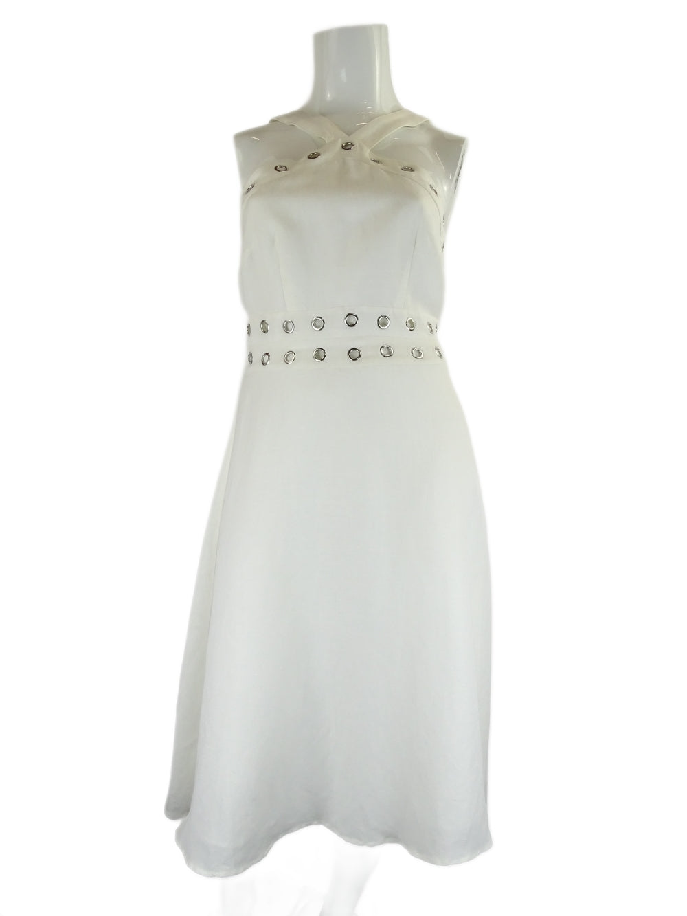 Wayne Cooper White Halter Neck Eyelet Dress 12