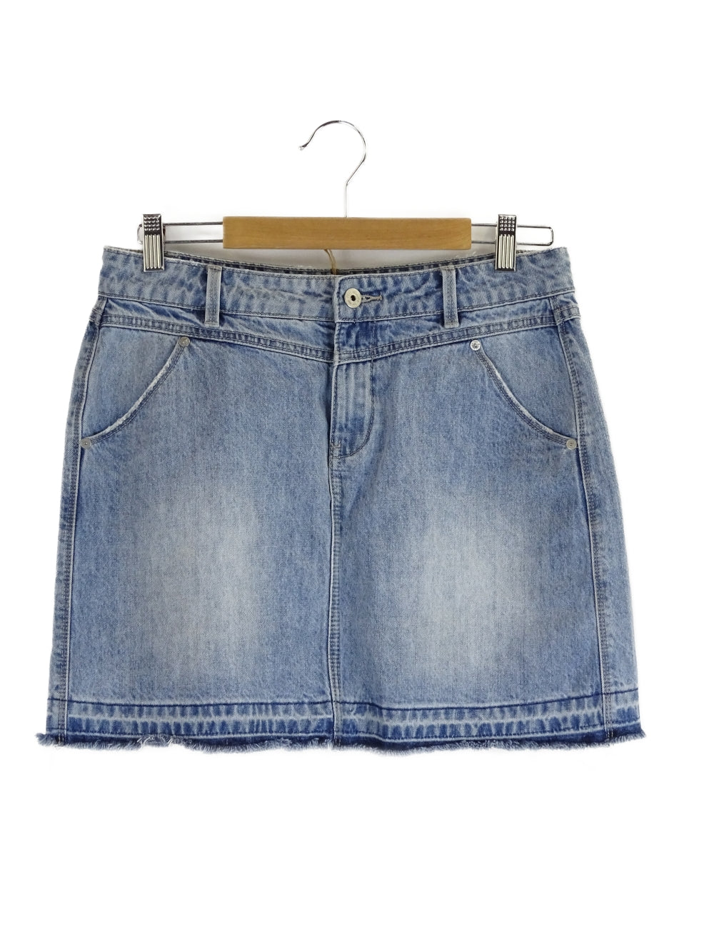 Just Jeans Blue Denim Mini Skirt with Frayed Hem 10