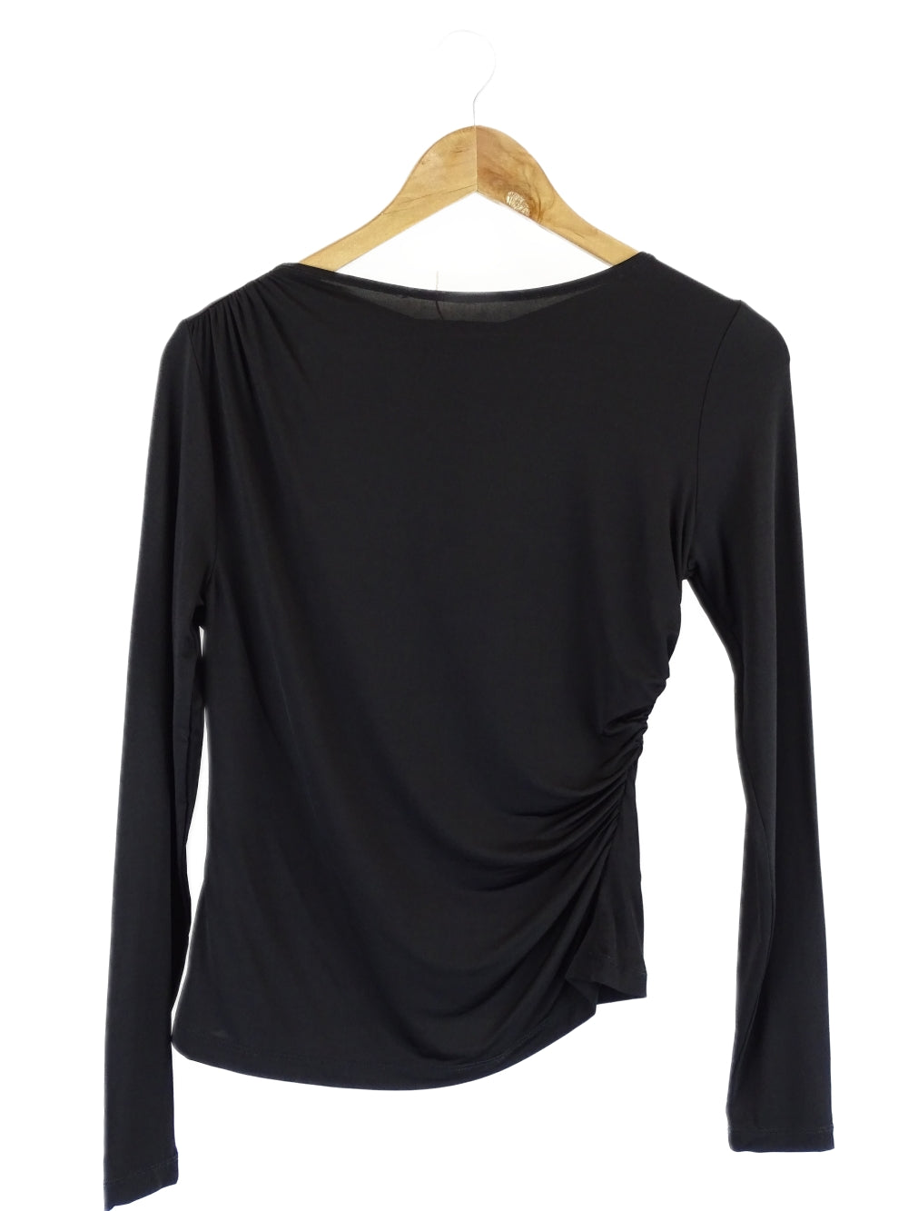 Witchery Black Longsleeve Top with Side Ruching XXS