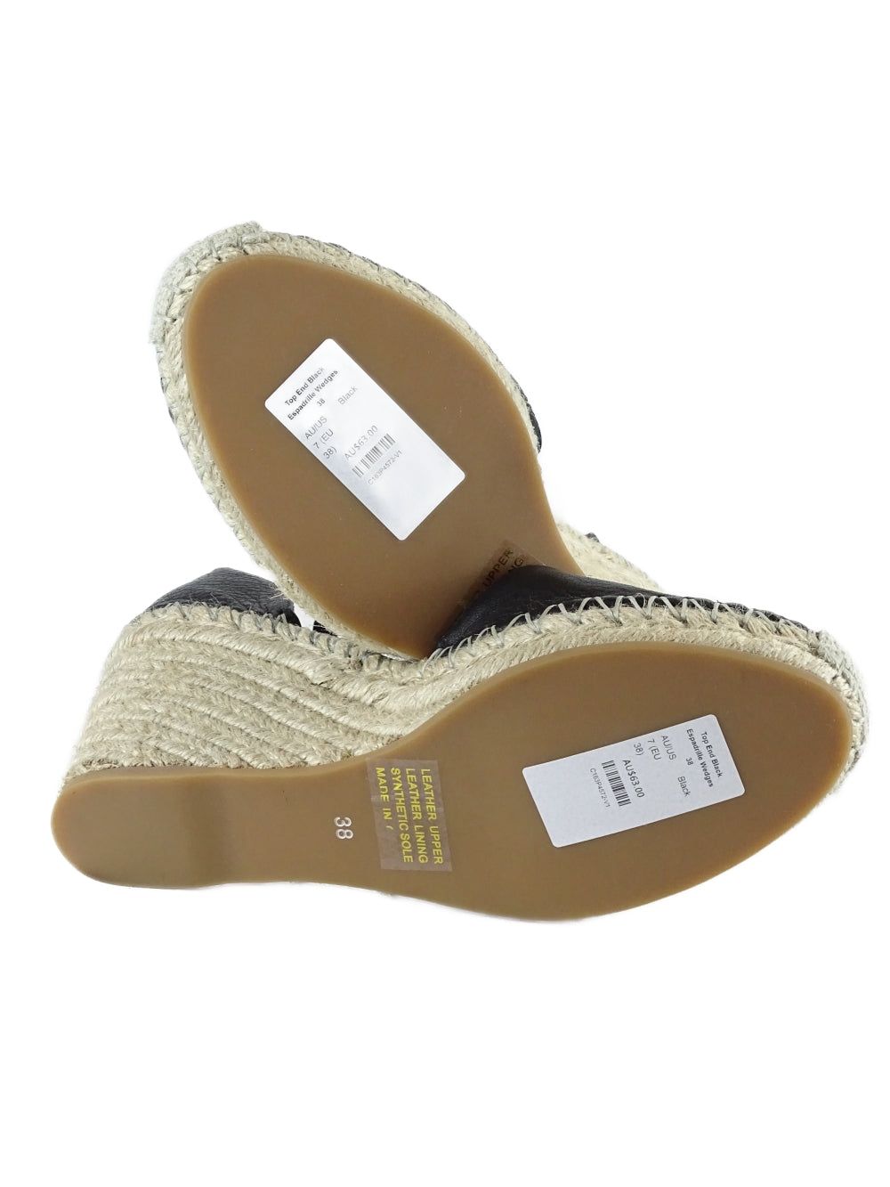 Top End Black Espadrille Wedges 38