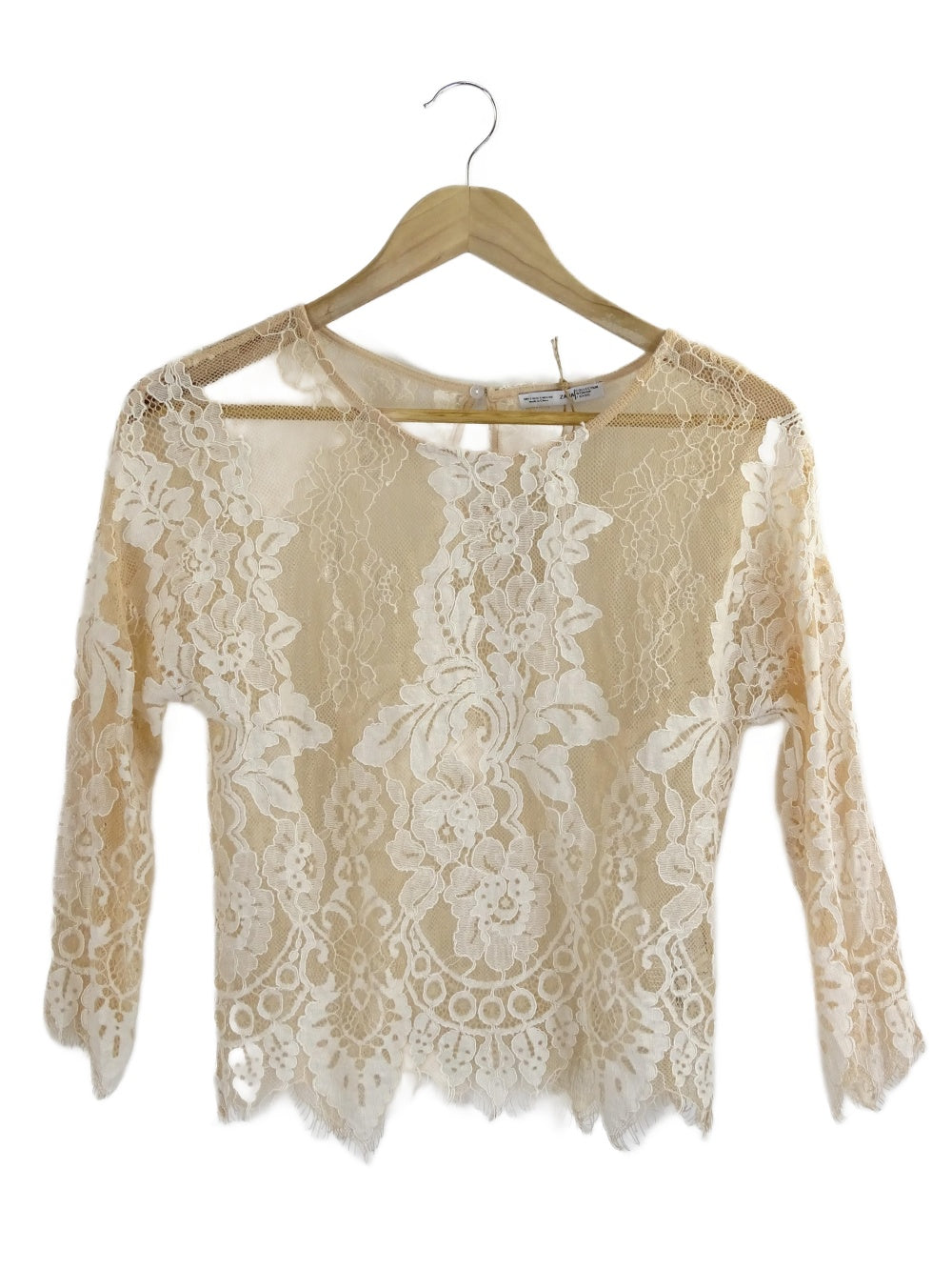 Zara Peach Lace Longsleeve Top S