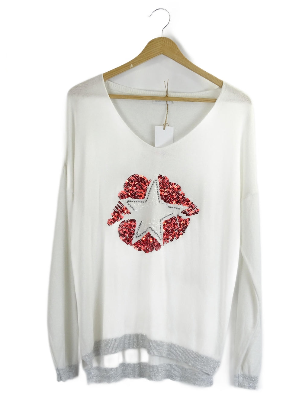 Made In Italy White Star Jumper S