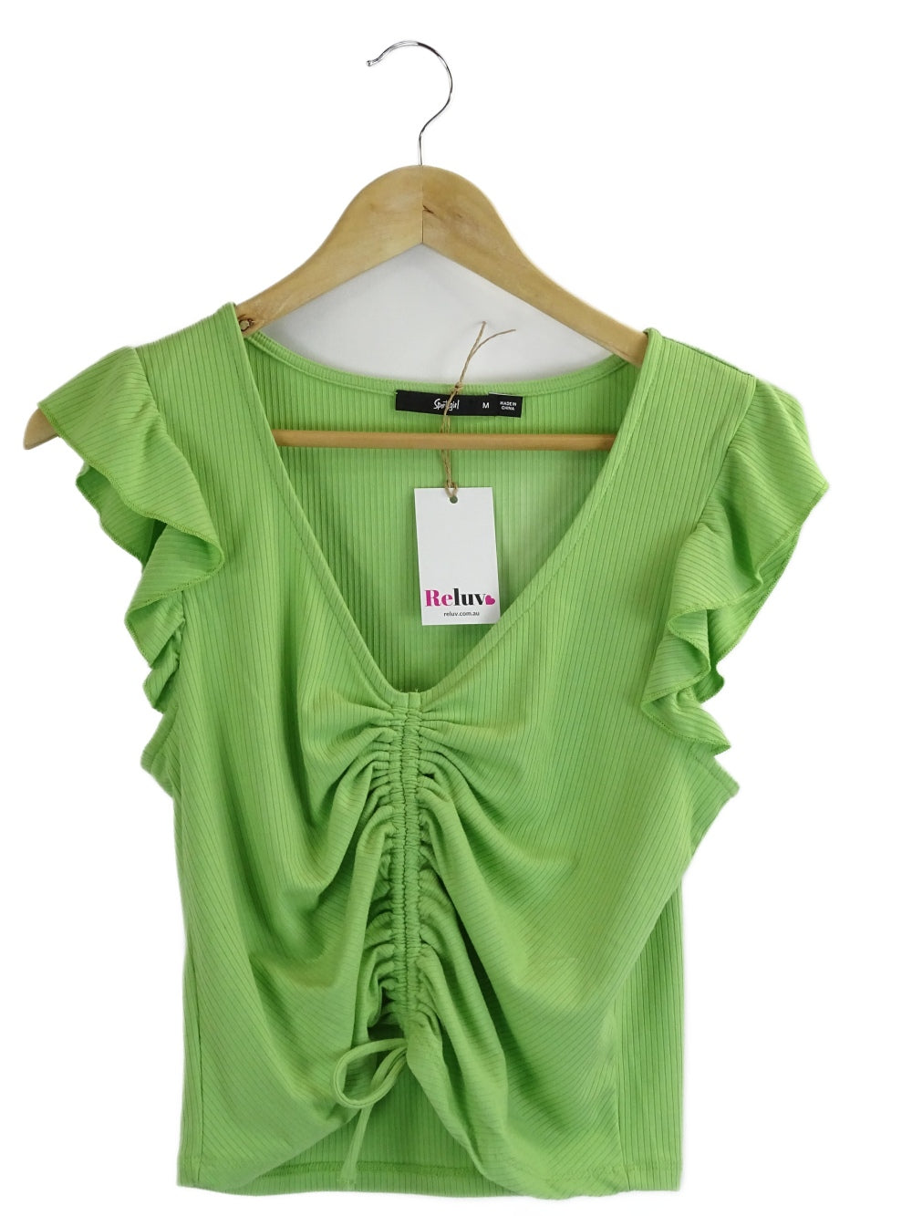 Sportsgirl Green Gathered Top M