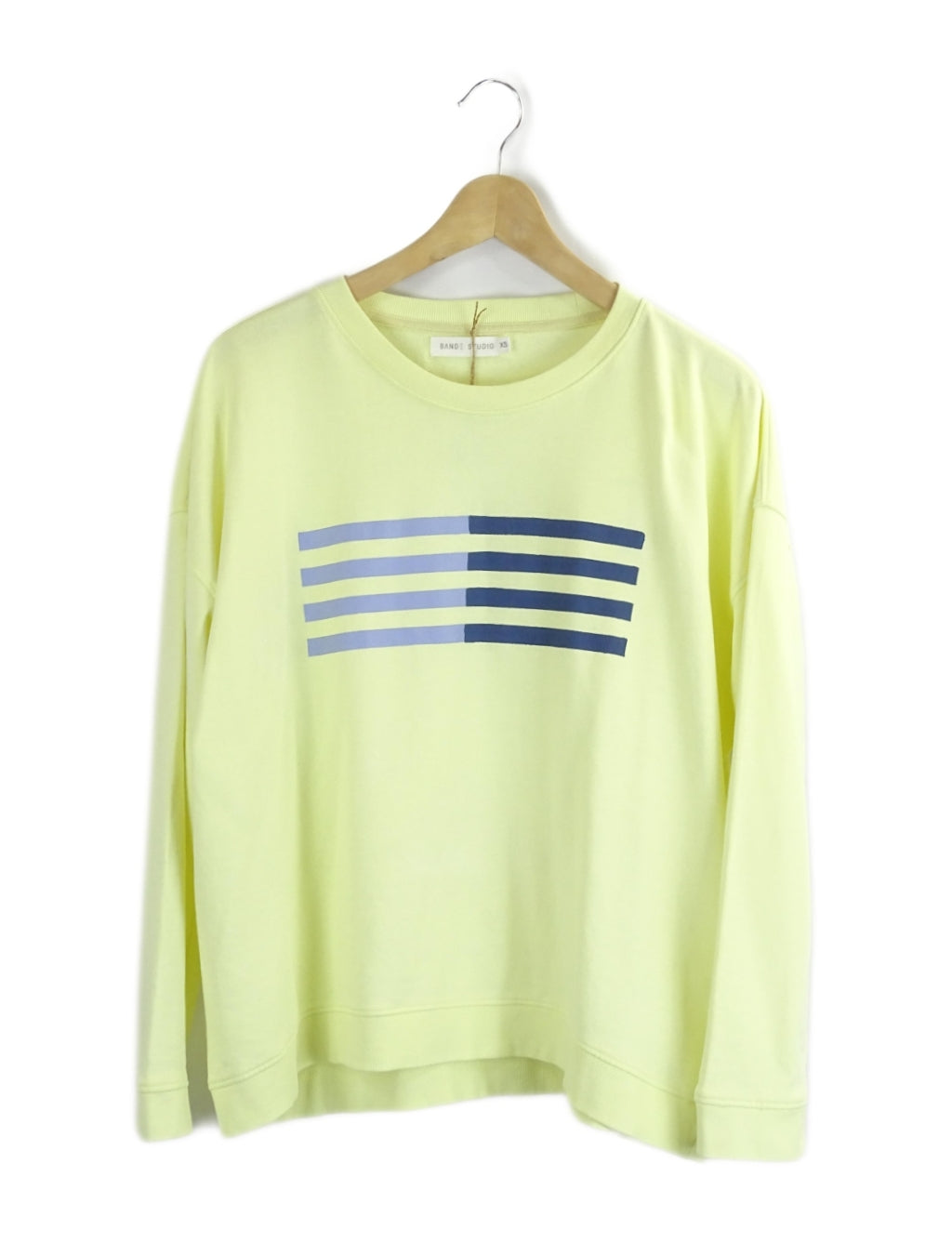 Bande Studio Yellow Jumper With a Blue Striped Logo XS