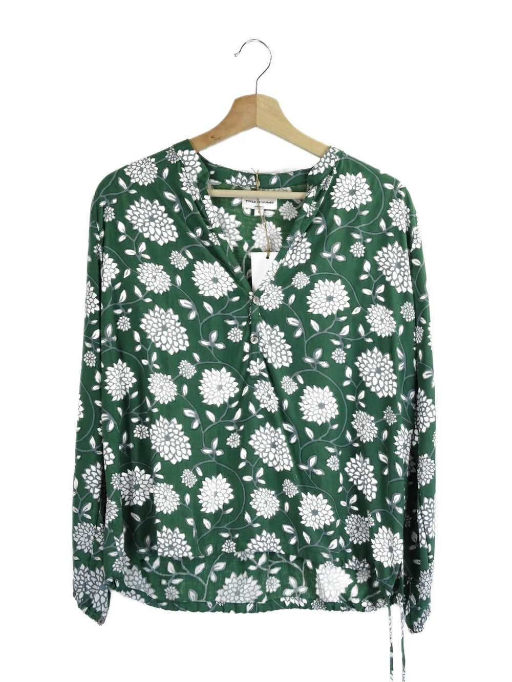 World Of Nomads Green and White Floral Blouse XS