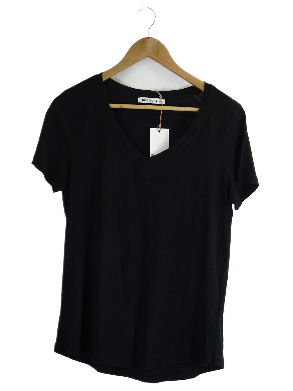 Just Jeans Black V-Neck T-Shirt XS