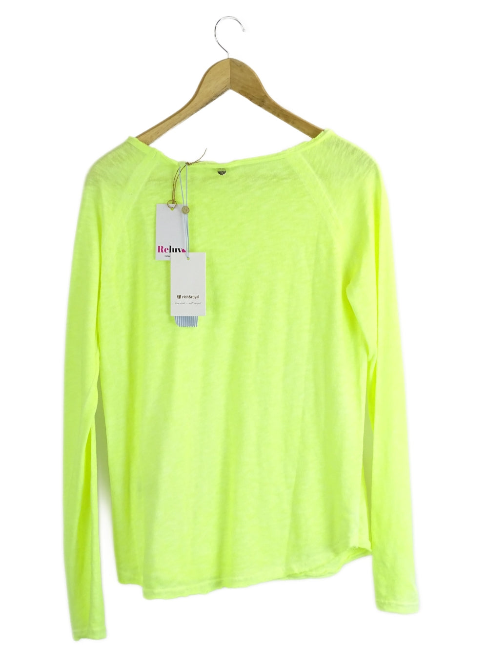 Rich &amp; Royal Fluro Top Yellow Round Neckline S