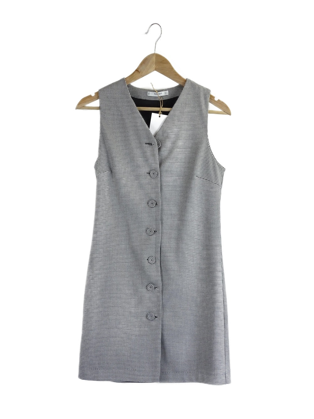 Mango Black And White Pinafore Dress S