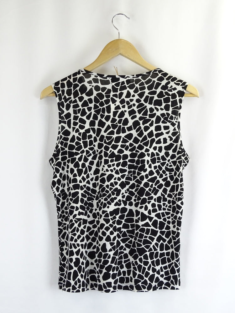 Calvin Klein Black And White Sleeveless Blouse S