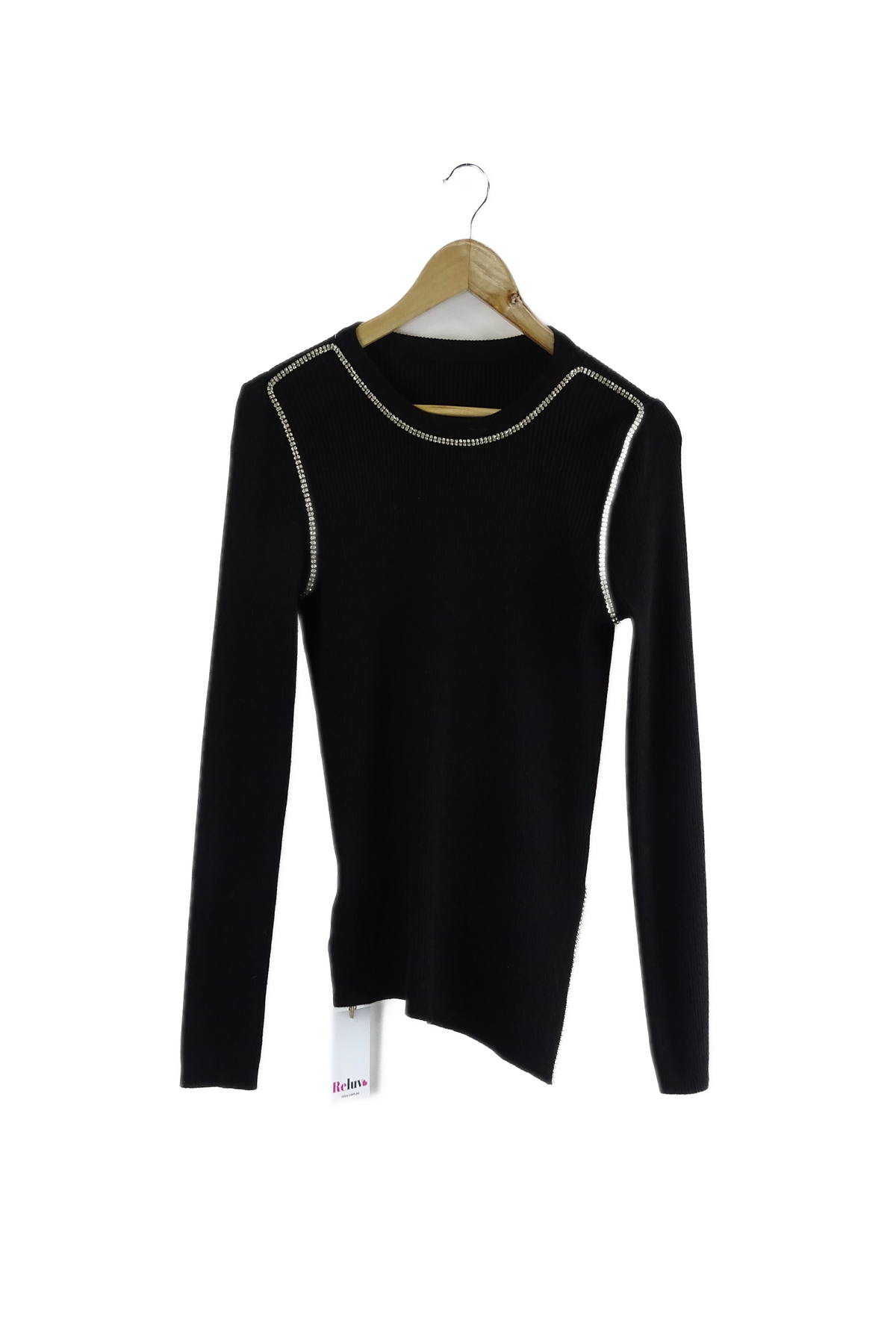 Runaway Secrets Black Sparkle Knit Top S