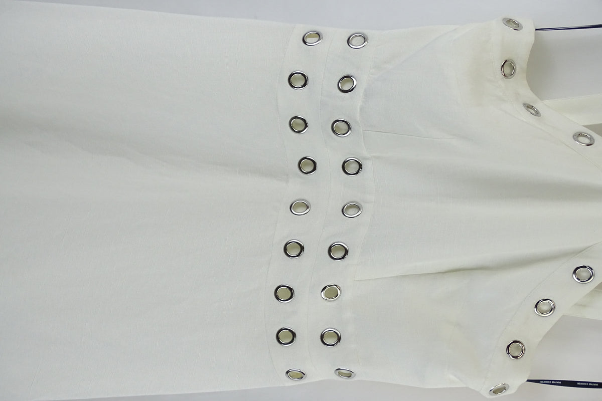 Wayne Cooper White Halter Neck Eyelet Dress 12