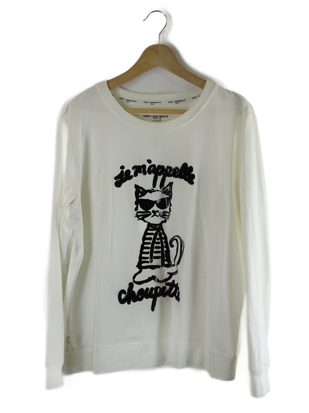 Karl Lagerfeld White Graphic Cat Jumper M