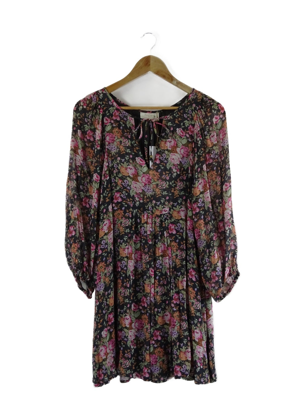 Auguste Black 3/4 Sleeve Floral Dress 8