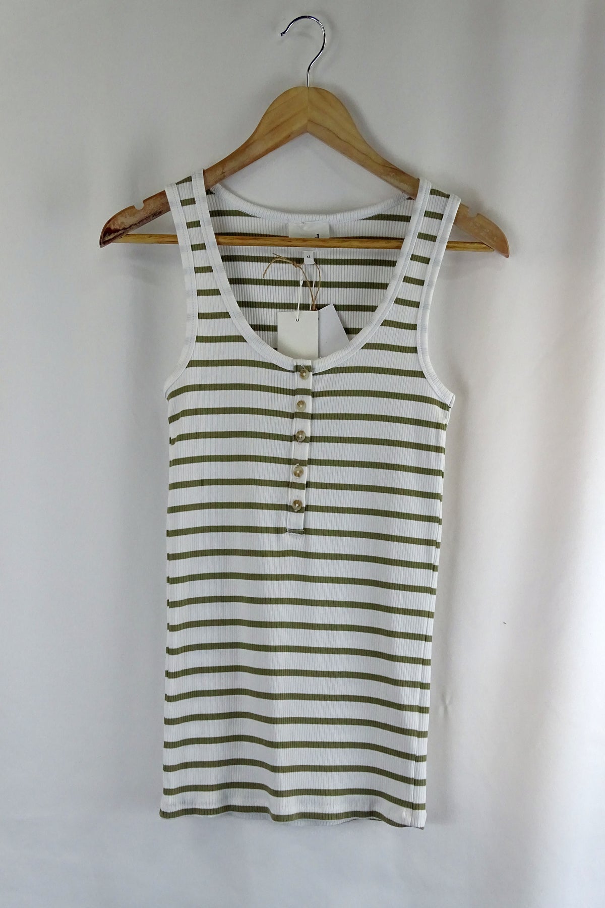 Seed Heritage White And Green Striped Singlet XS