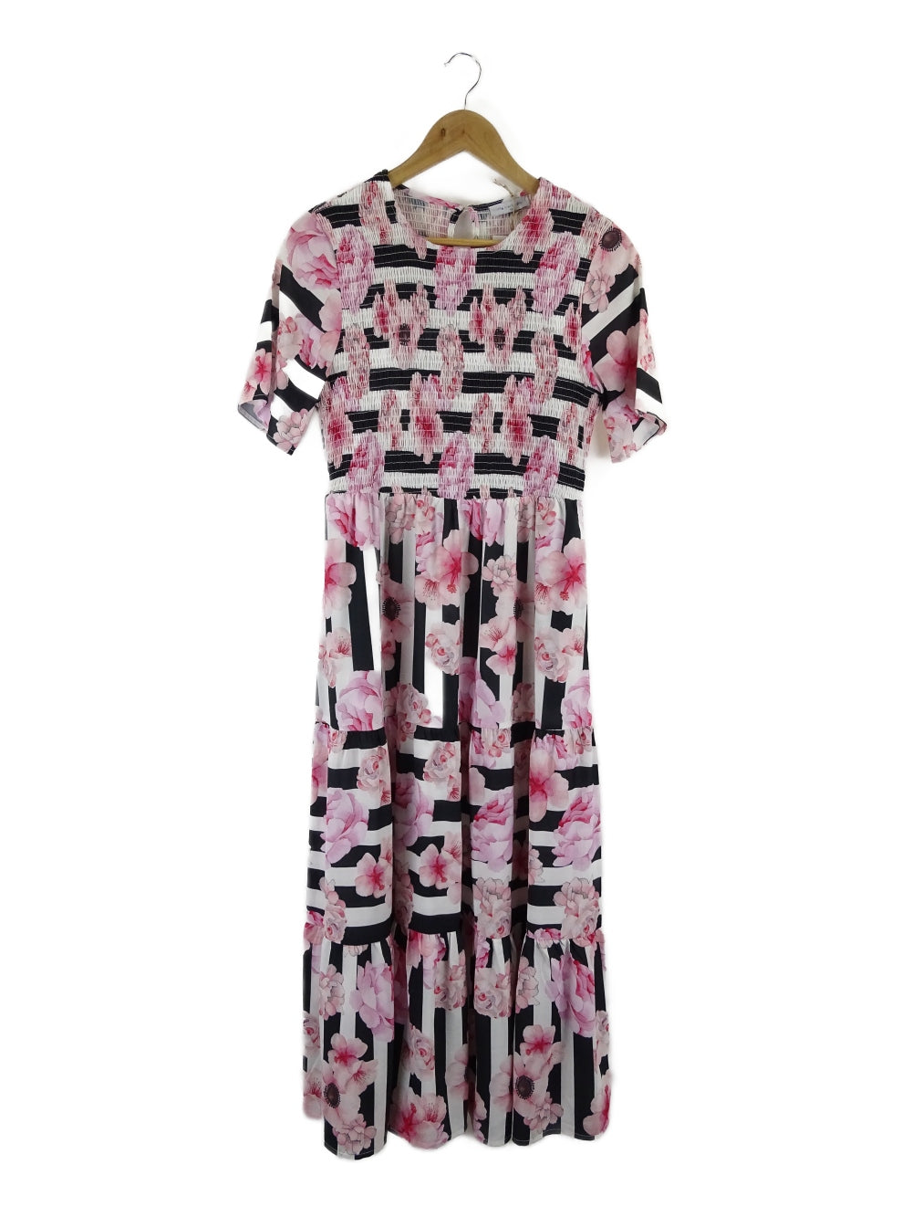 Little Party Dress Pink, Black and White Floral Patterned Dress 10