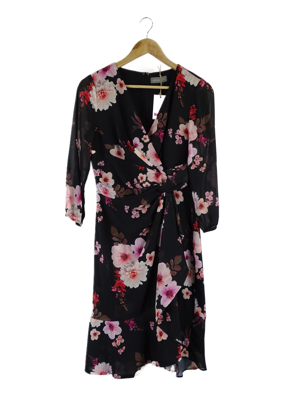 Jacqui E Black Floral Dress 8