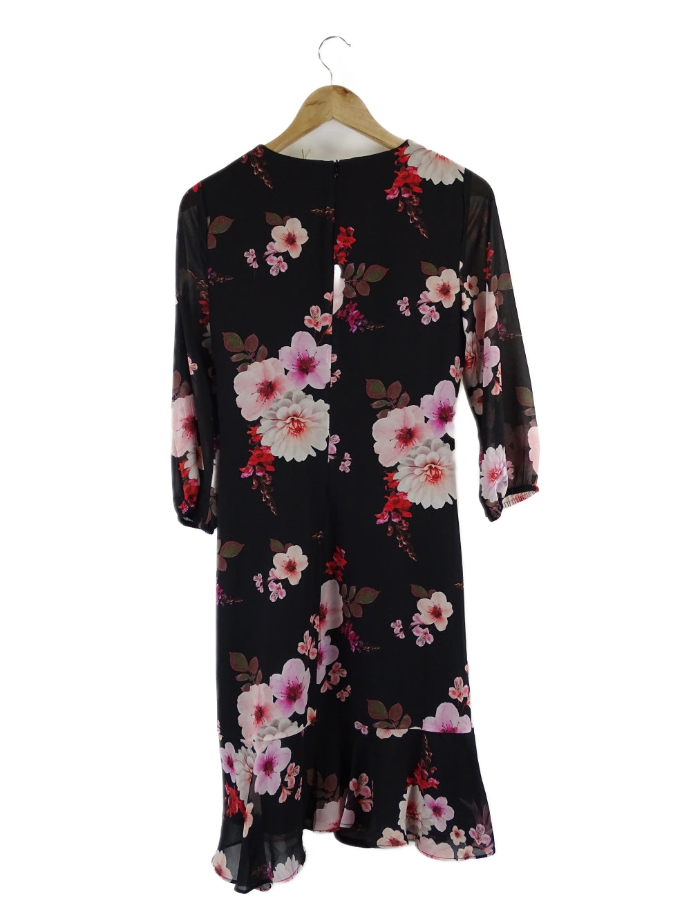 Jacqui E Black Floral Dress 8