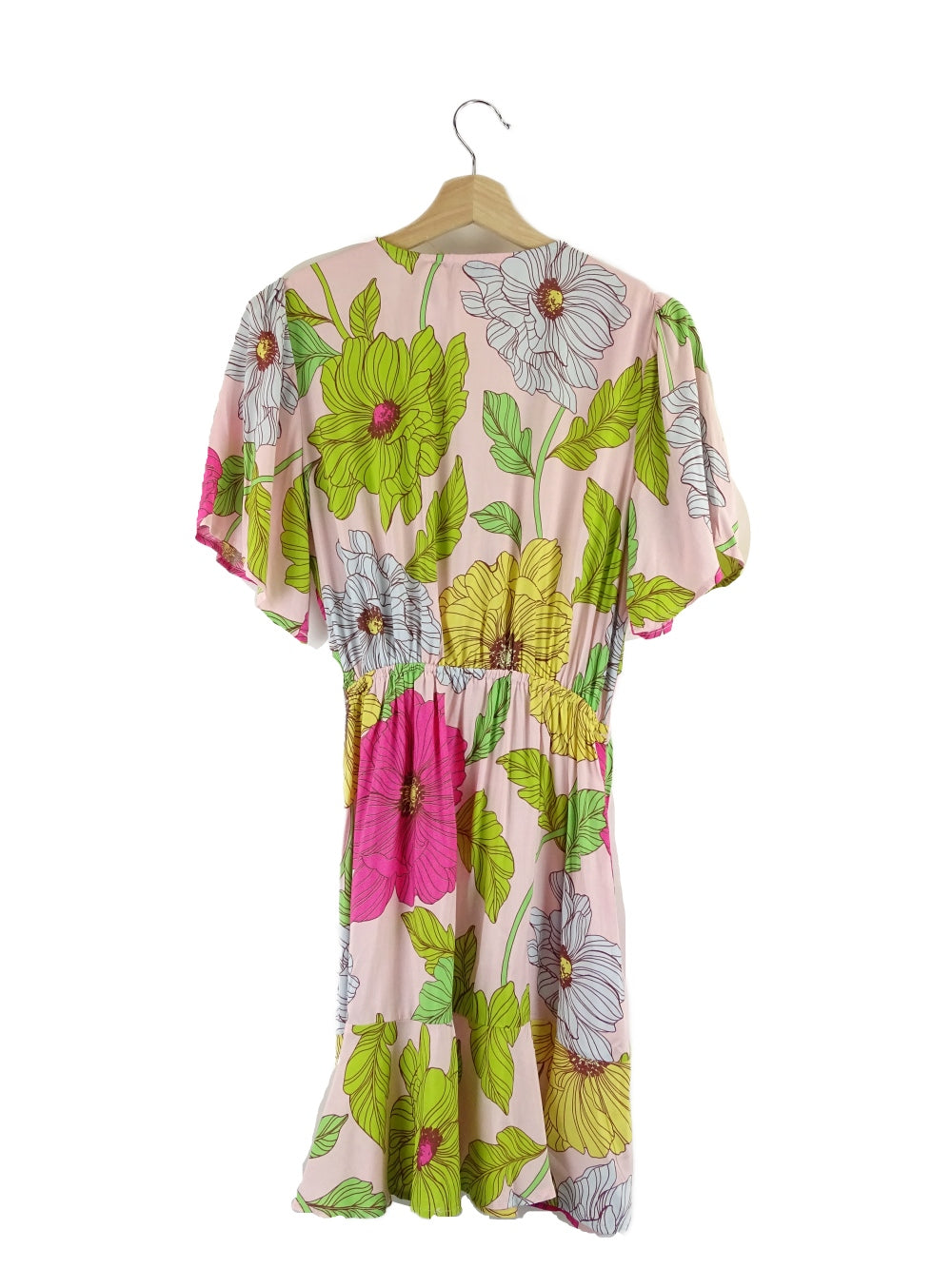 Ebby And I Pink Floral And Green Print Dress 10