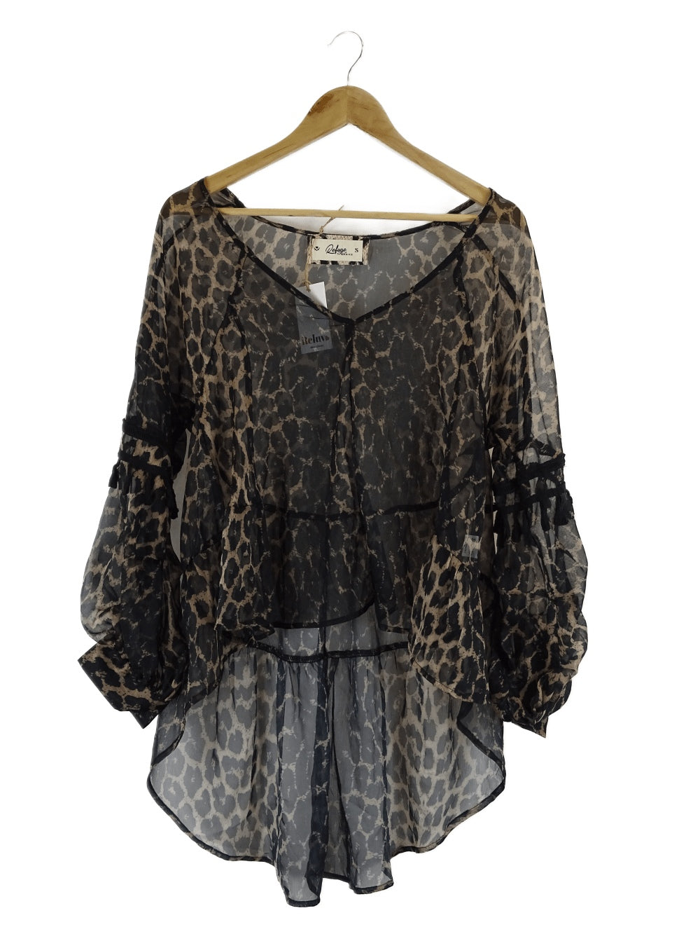 Refuge Animal Print Sheer Top S